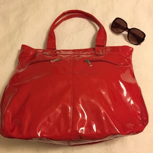 unknown Handbags - Red soft vinyl tote